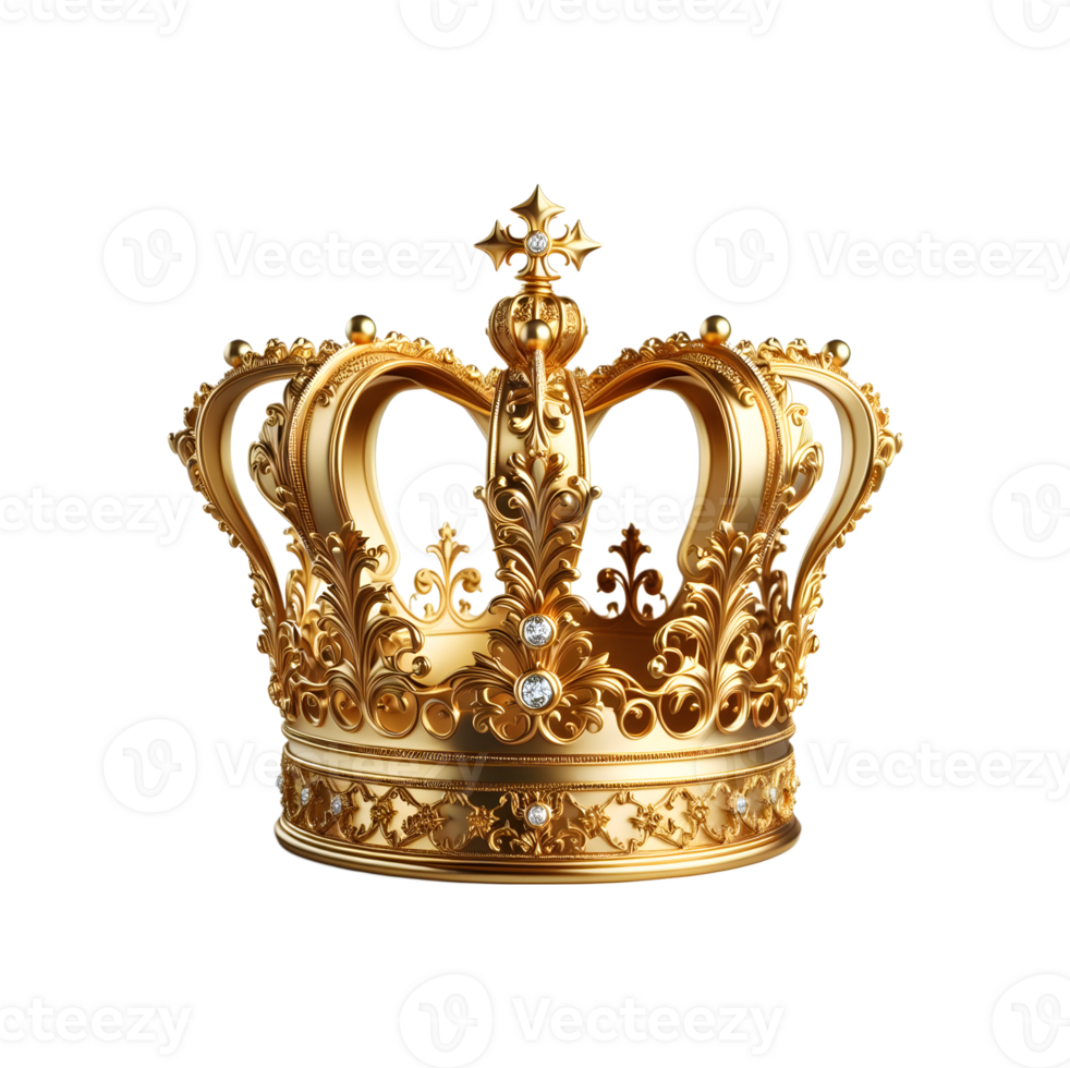 AI generated Golden royal crown isolated on transparent background. png