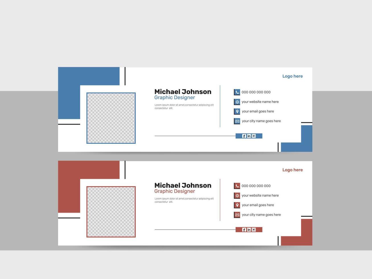 Corporate email signature  or personal social media cover template vector
