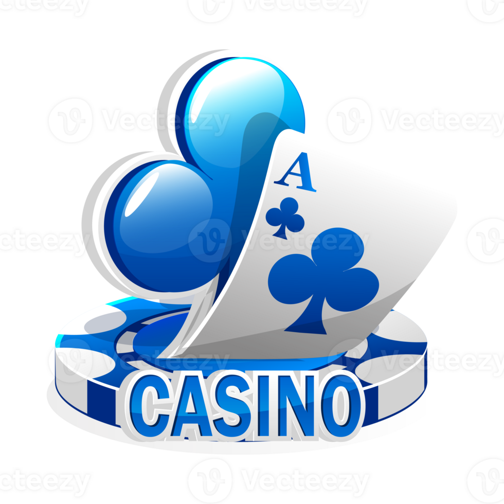 blauw icoon voor de casino. illustratie poker kaarten, Clubs symbool, en spaander spellen png