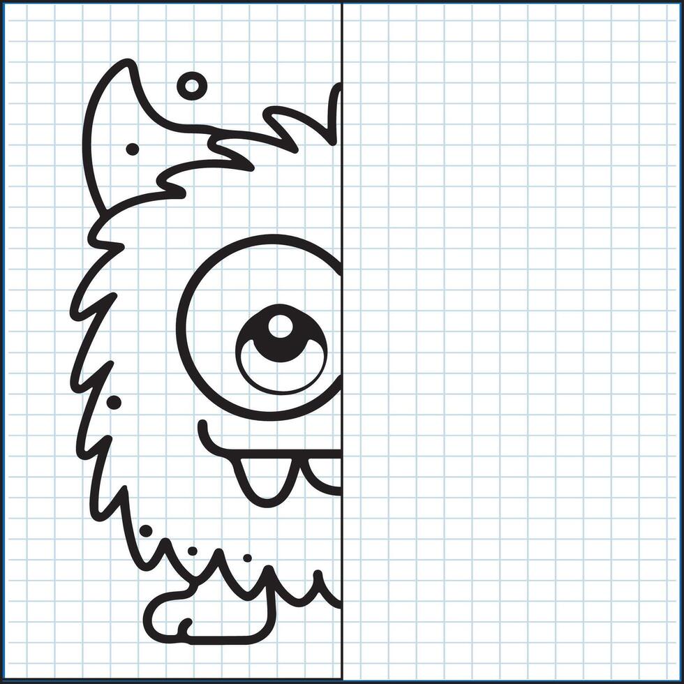 monsters lines of symmetry drawing vector