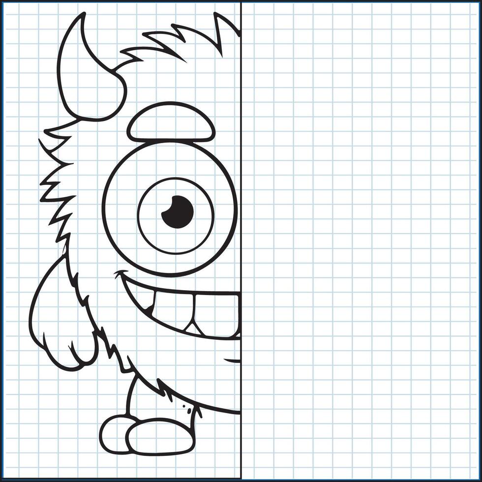 monsters lines of symmetry drawing vector