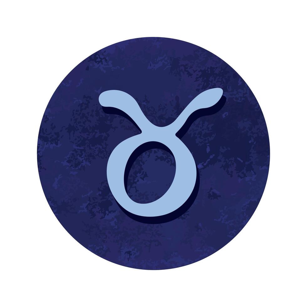 mano dibujado Tauro zodíaco firmar en azul redondo marco astrología garabatear clipart elemento para diseño vector