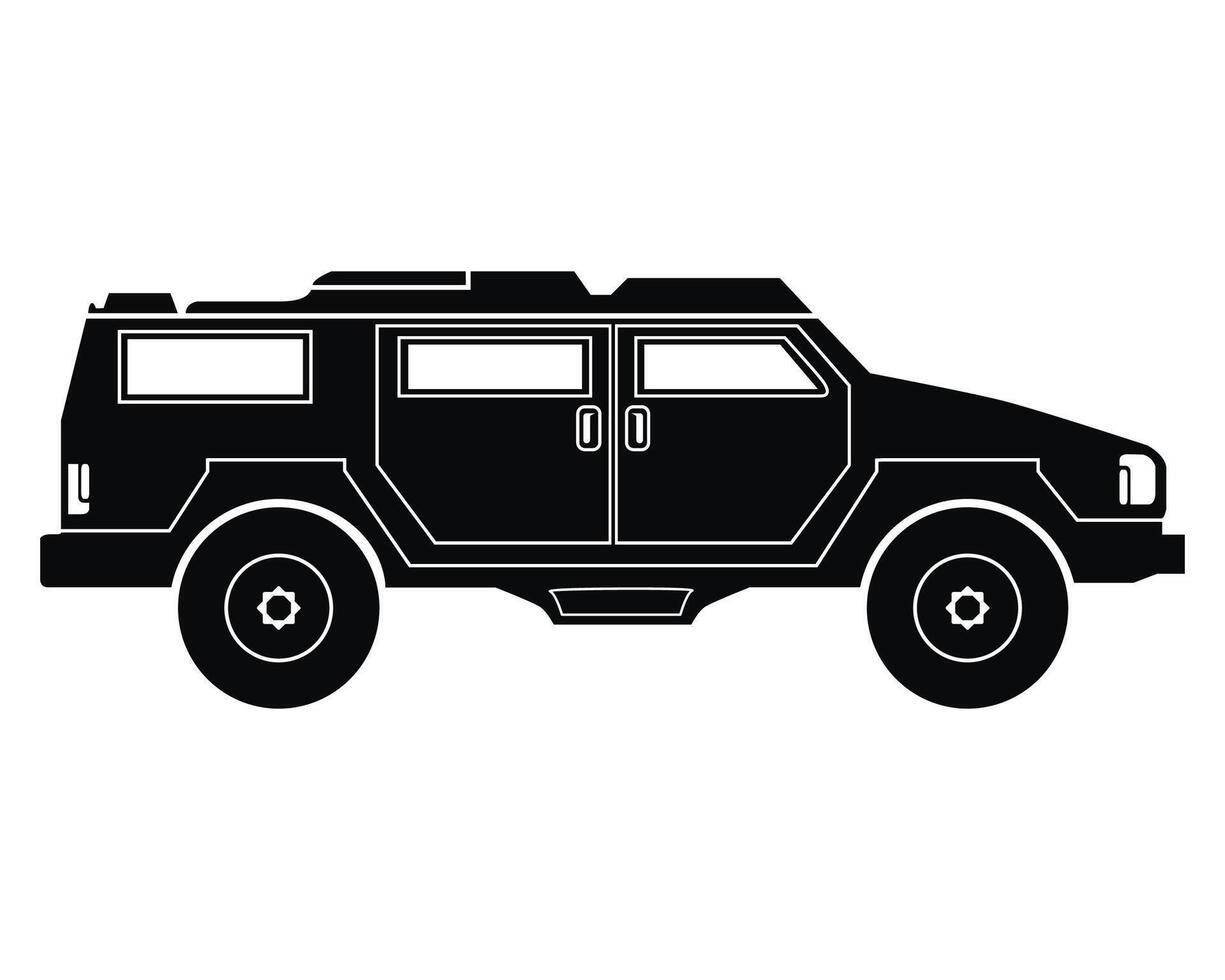 Armored military vehicle silhouette. Black icon. War and army symbols. vector