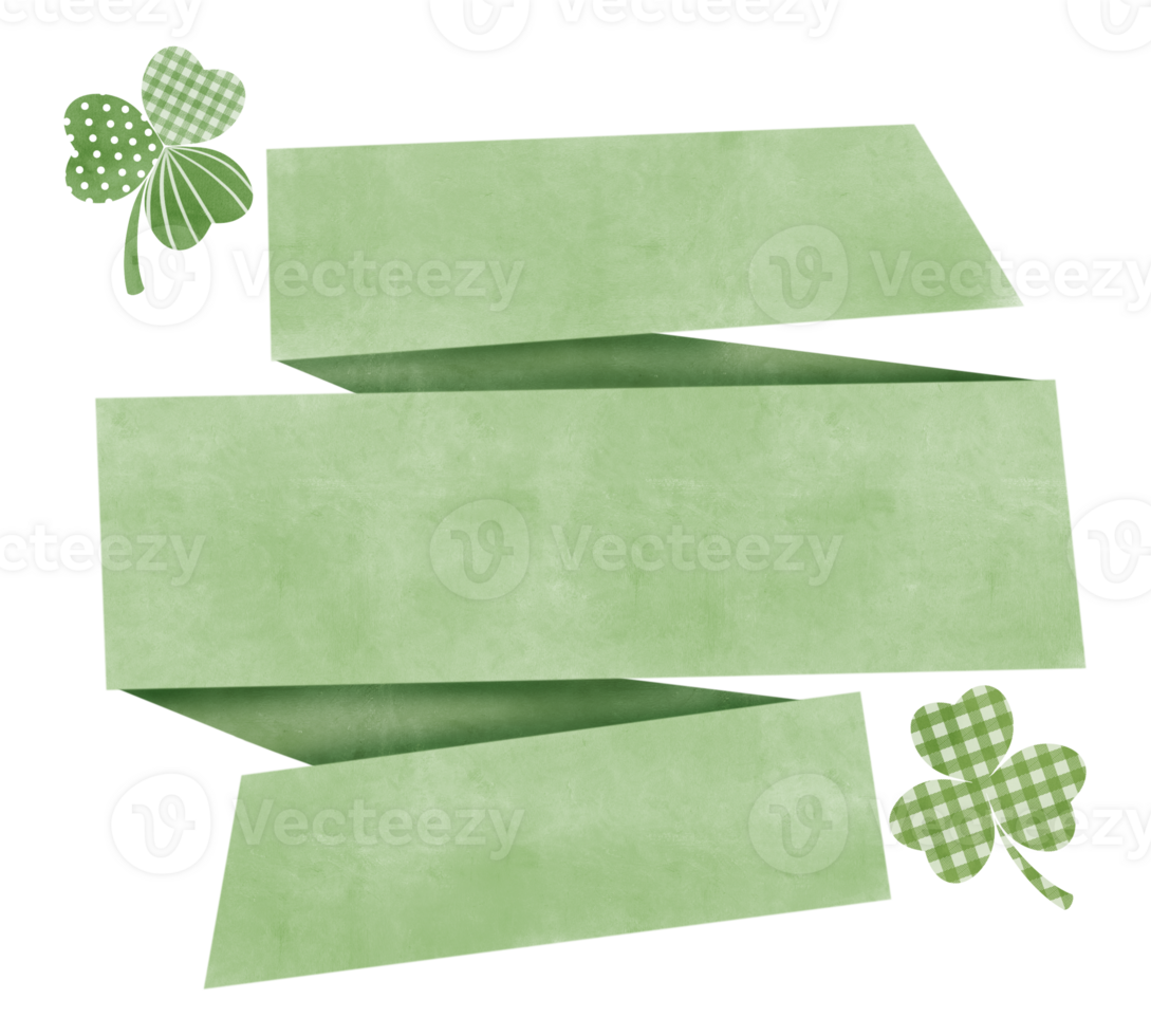 green ribbon copy space with clover leaves png