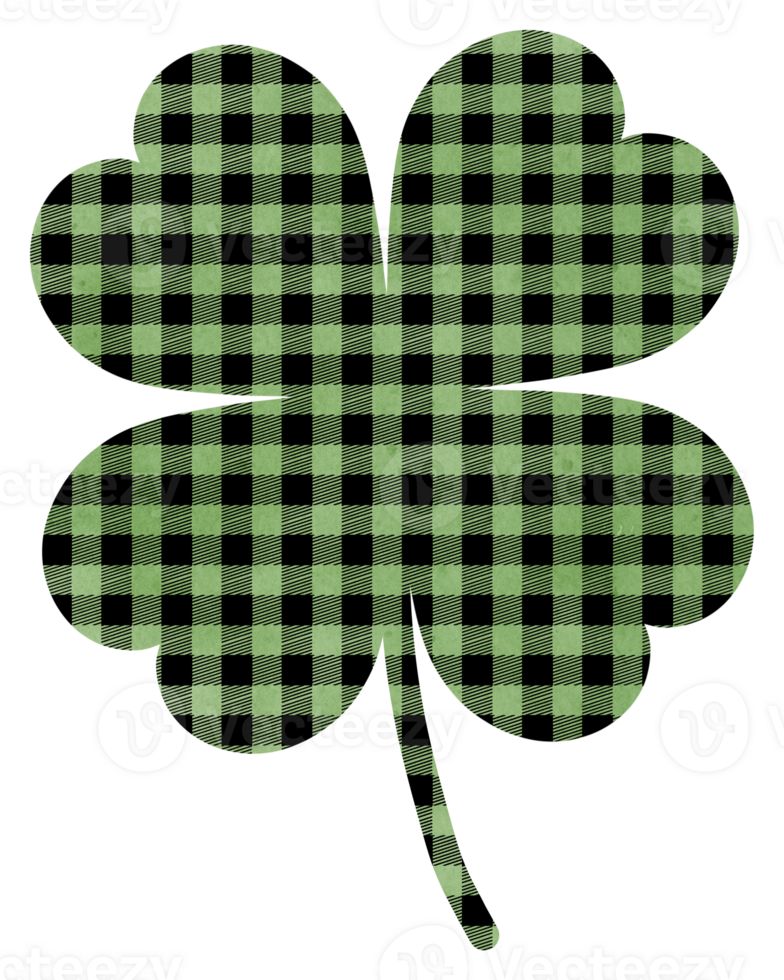 Black plaid clover leaf png