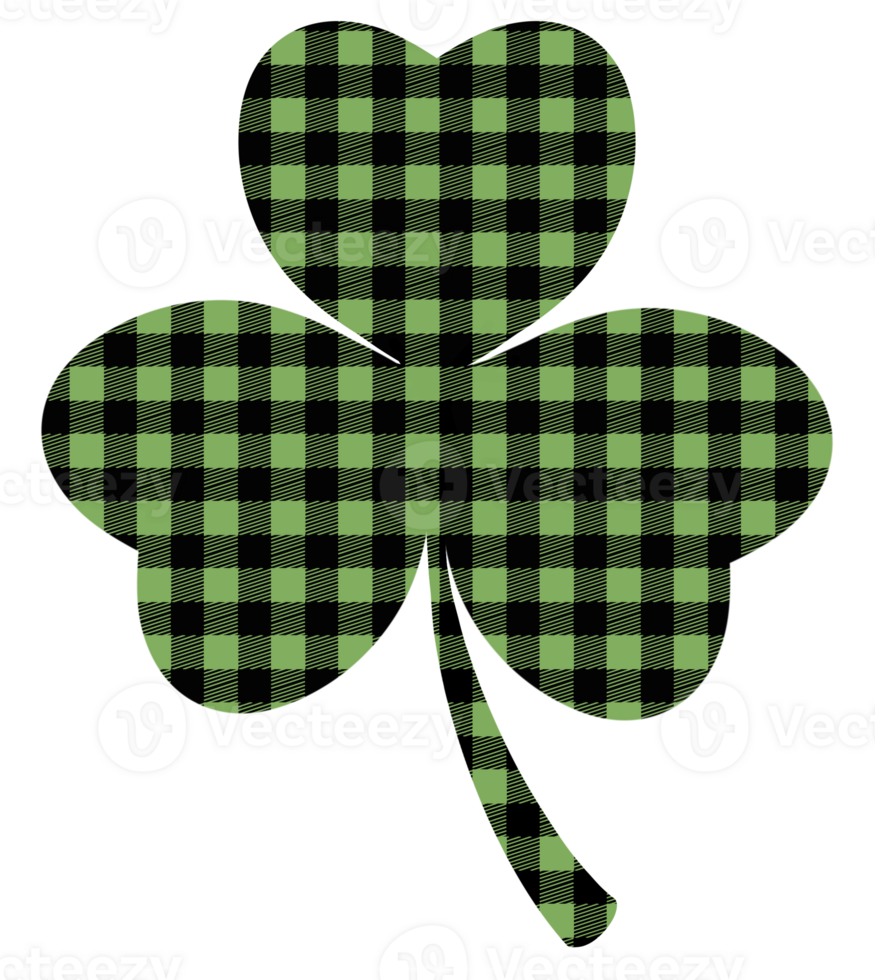 Black plaid clover leaf png