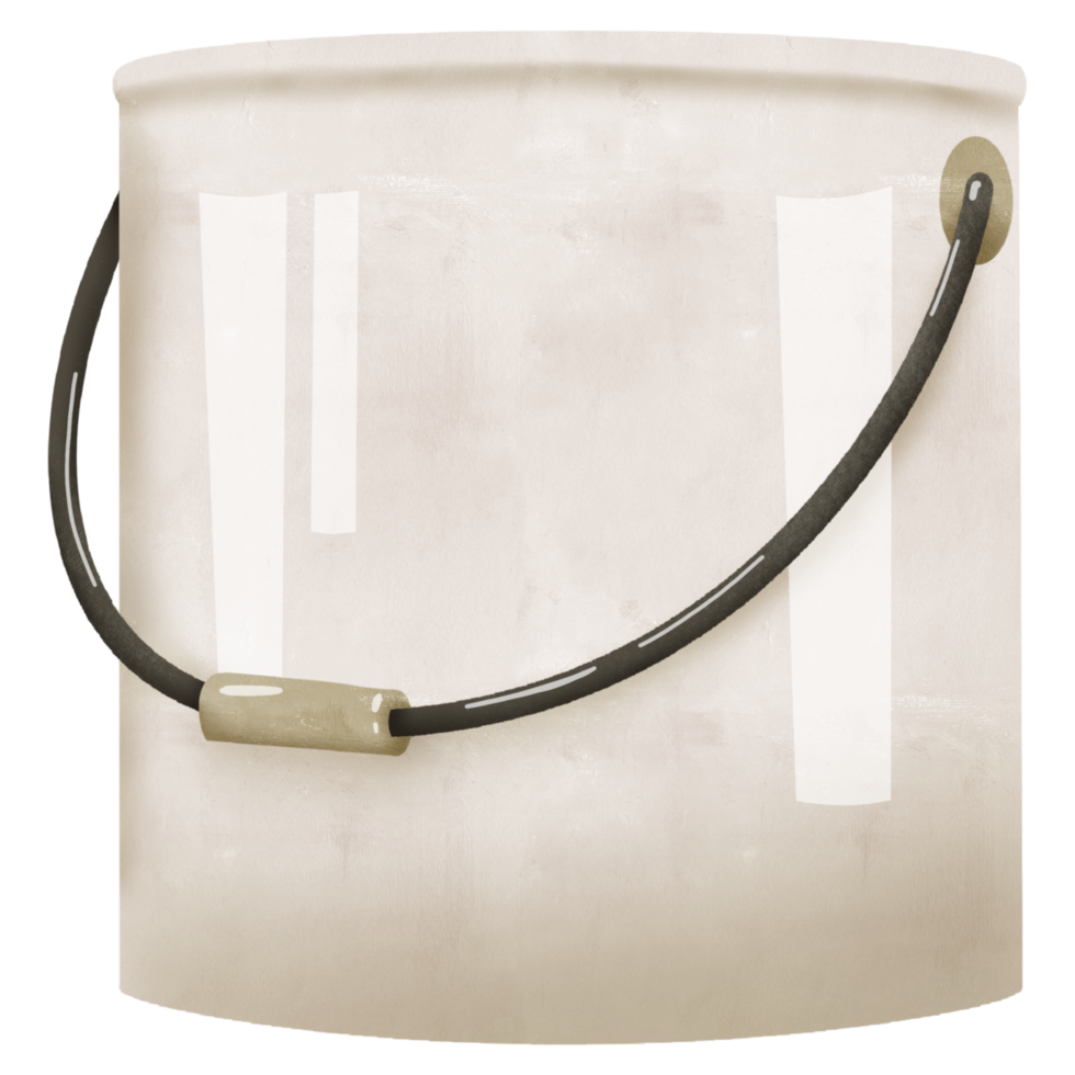 Empty metal bucket with handle, illustration png