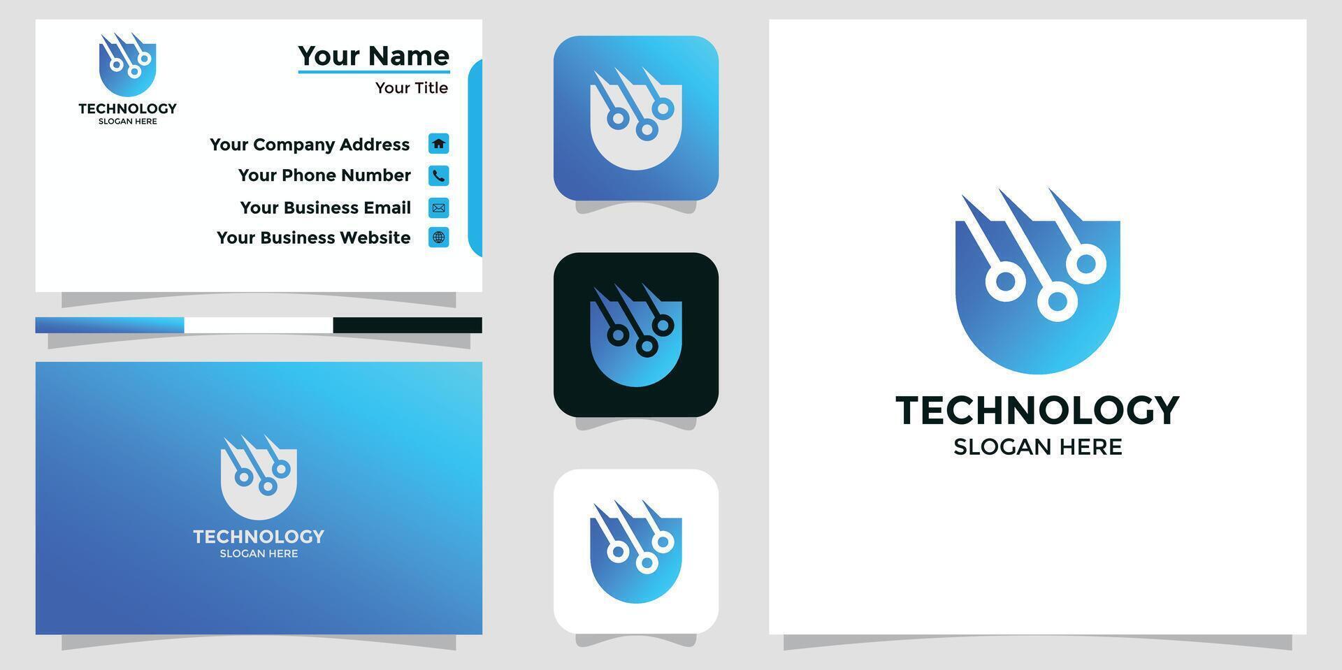 gradient security logo template collection and business cards vector