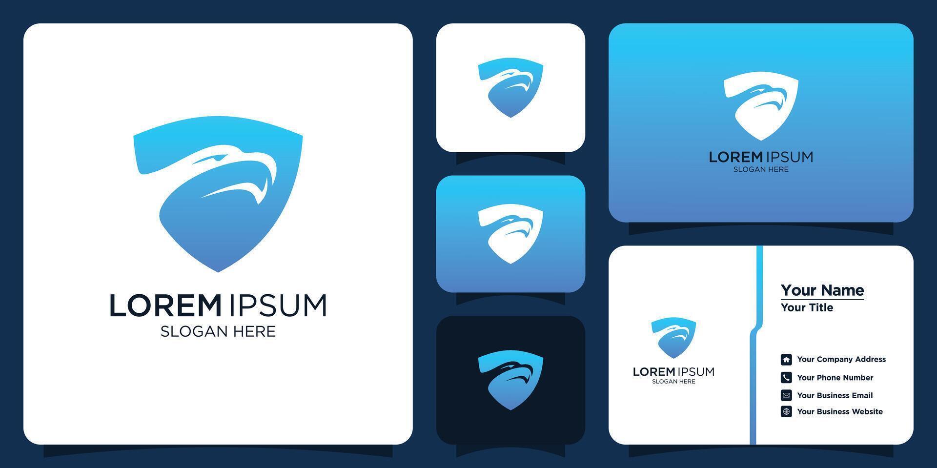 gradient security logo template collection and business cards vector