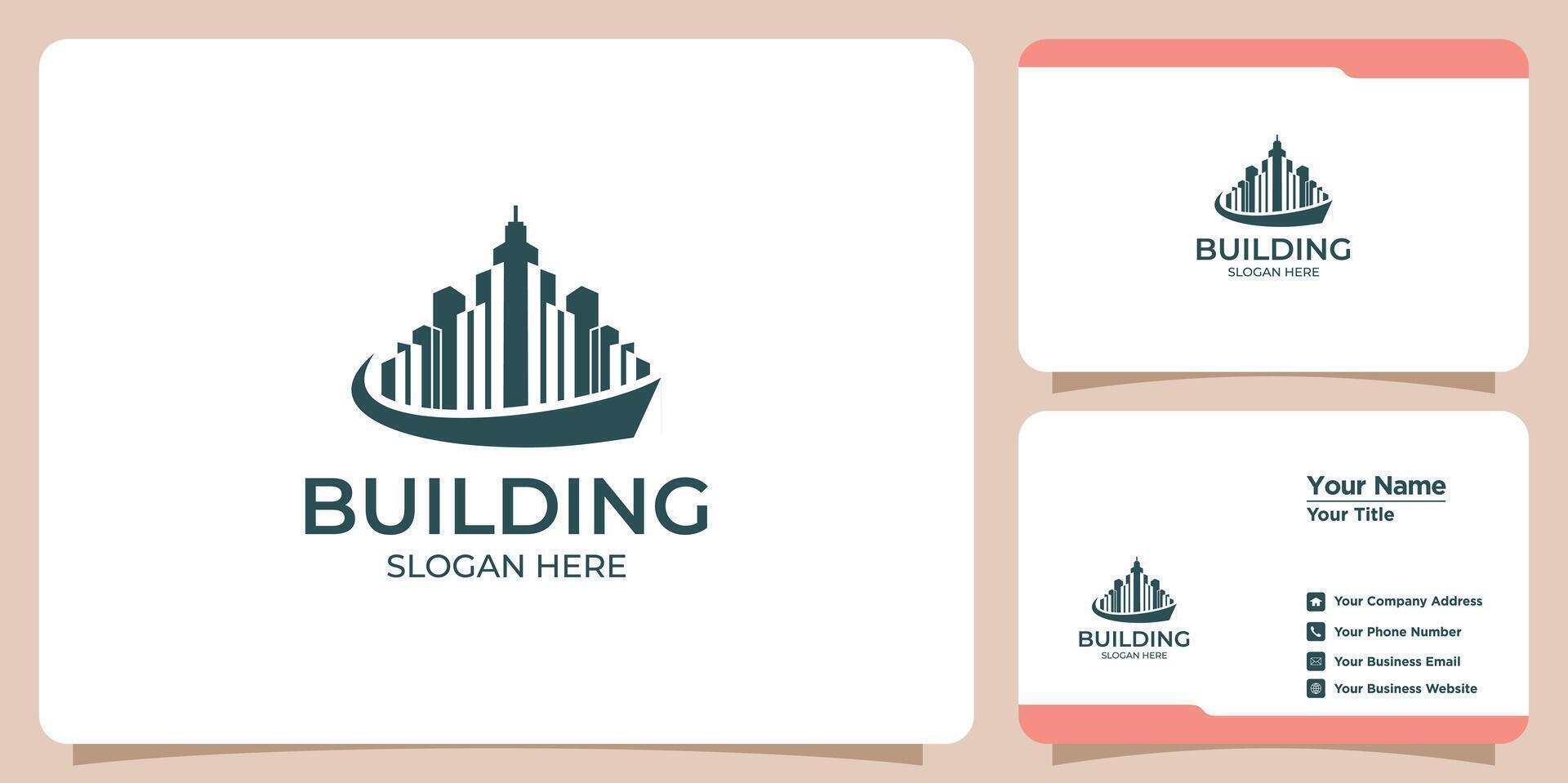 edificios real inmuebles logos y negocio tarjetas vector