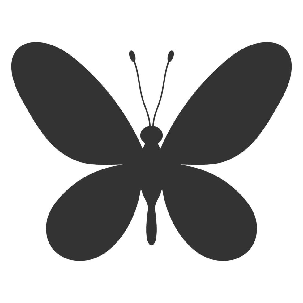 Butterfly black silhouette. Shape of butterfly wings, front view, tattoo template. Simple insect icon, vector illustration