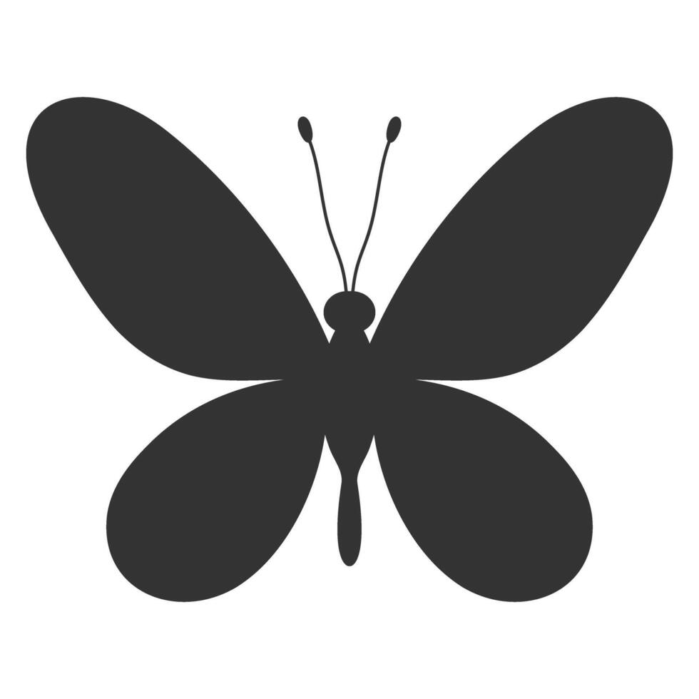 mariposa negro silueta. forma de mariposa alas, frente vista, tatuaje modelo. sencillo insecto icono, vector ilustración