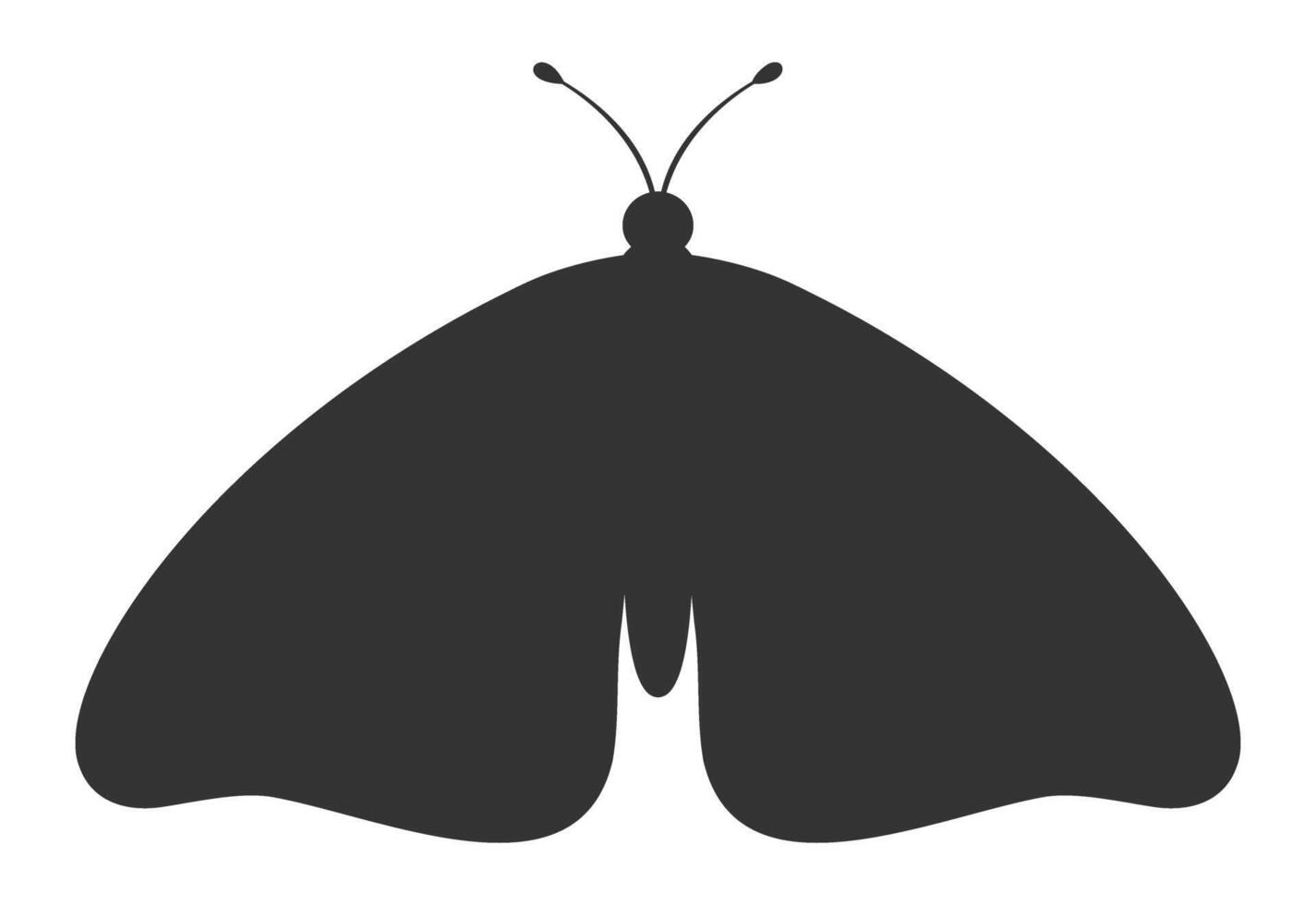 Moth black silhouette. Shape of moth or butterfly wings, front view, tattoo template. Simple insect icon, vector illustration