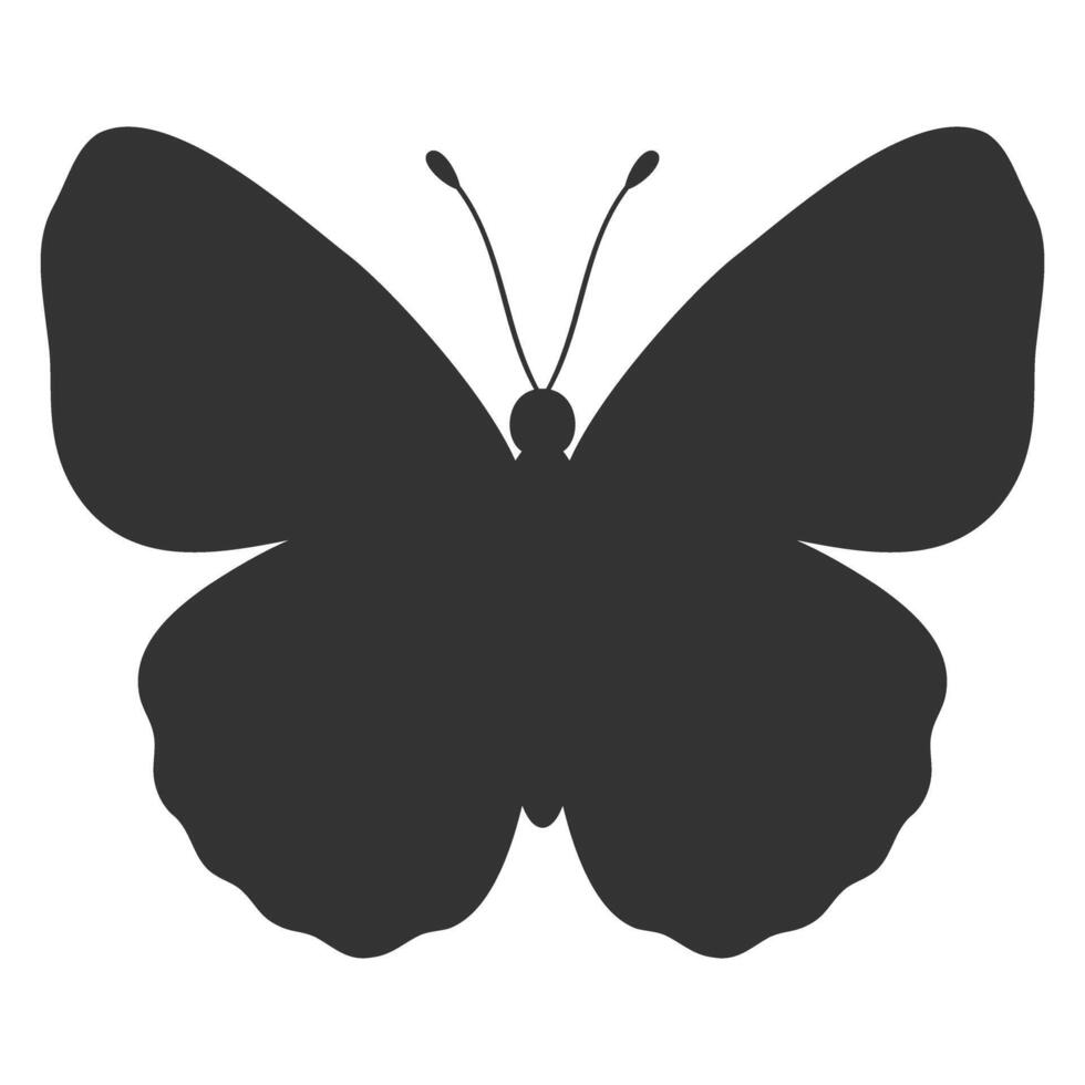 Butterfly black silhouette. Shape of butterfly wings, front view, tattoo template. Simple insect icon, vector illustration