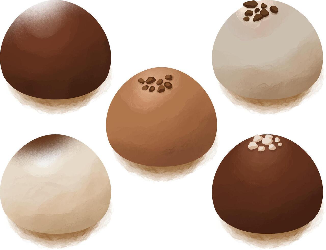 vector illustration of round valentine chocolates with various sprinkles on top