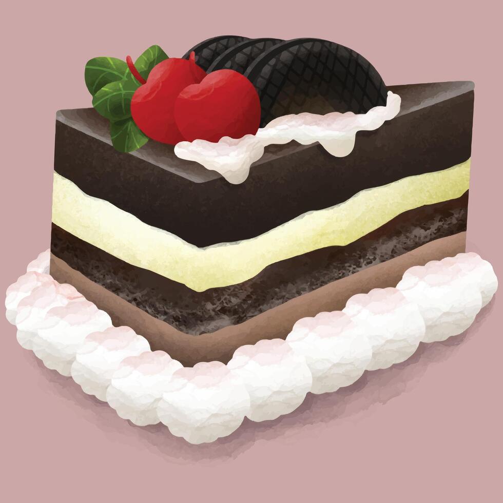 vector illustration of cake with chocolate cream filling covered in sweet colors for Valentine's Day