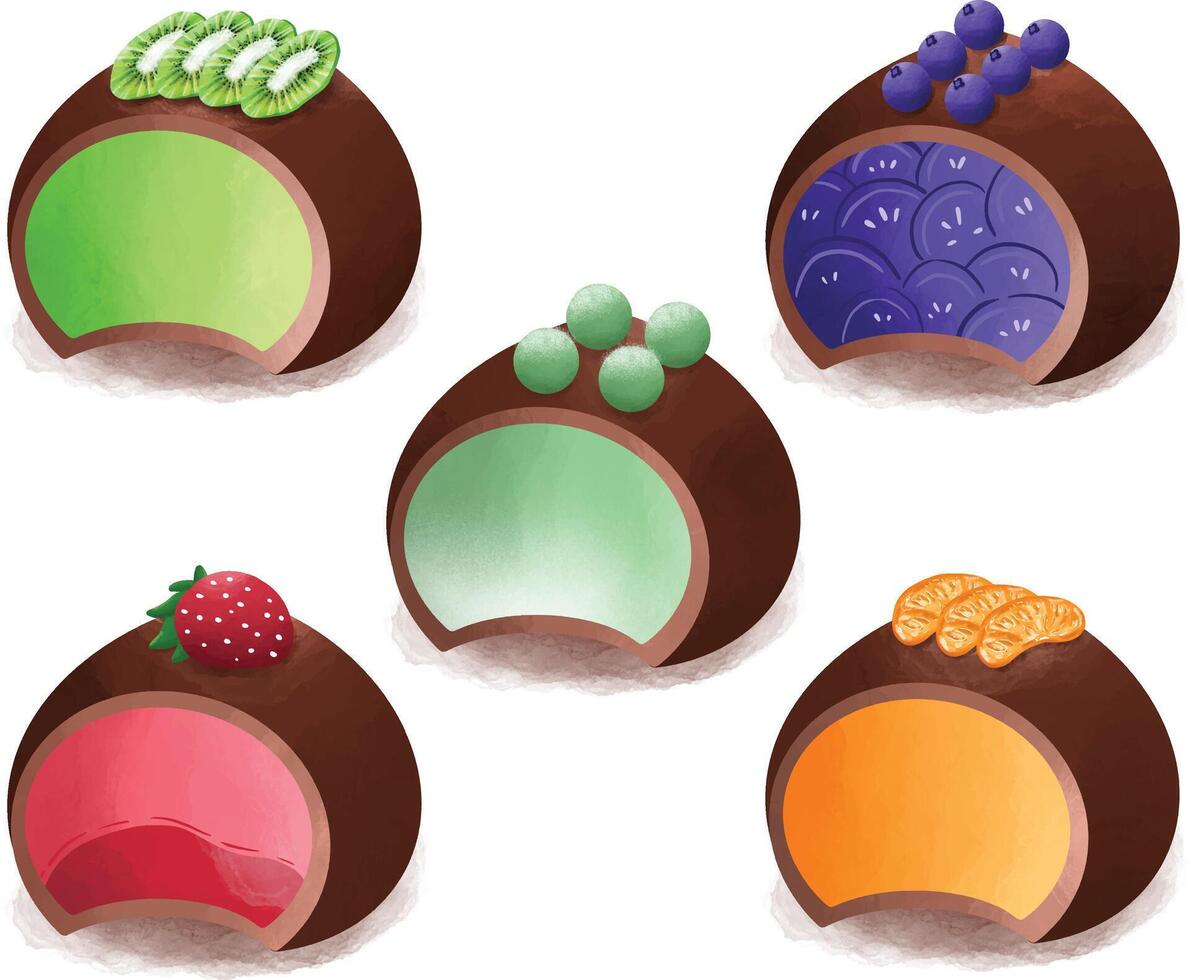 vector ilustración de chocolate pudín con Fruta Adición adecuado para San Valentín día