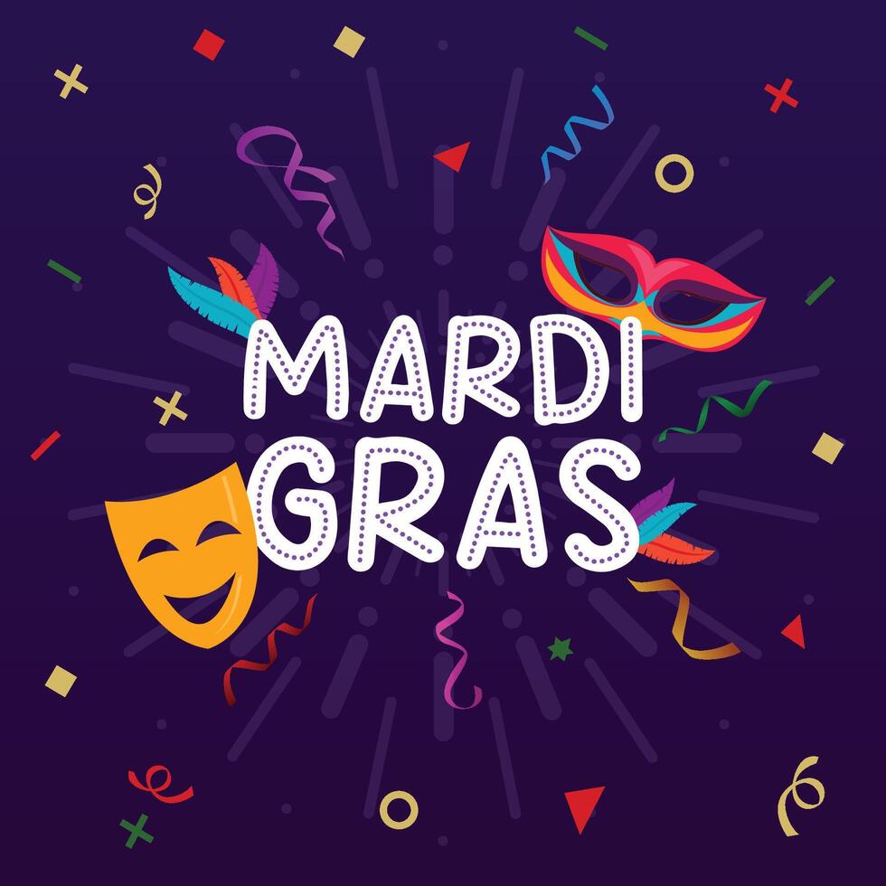 Mardi gras with confetti vector illustration