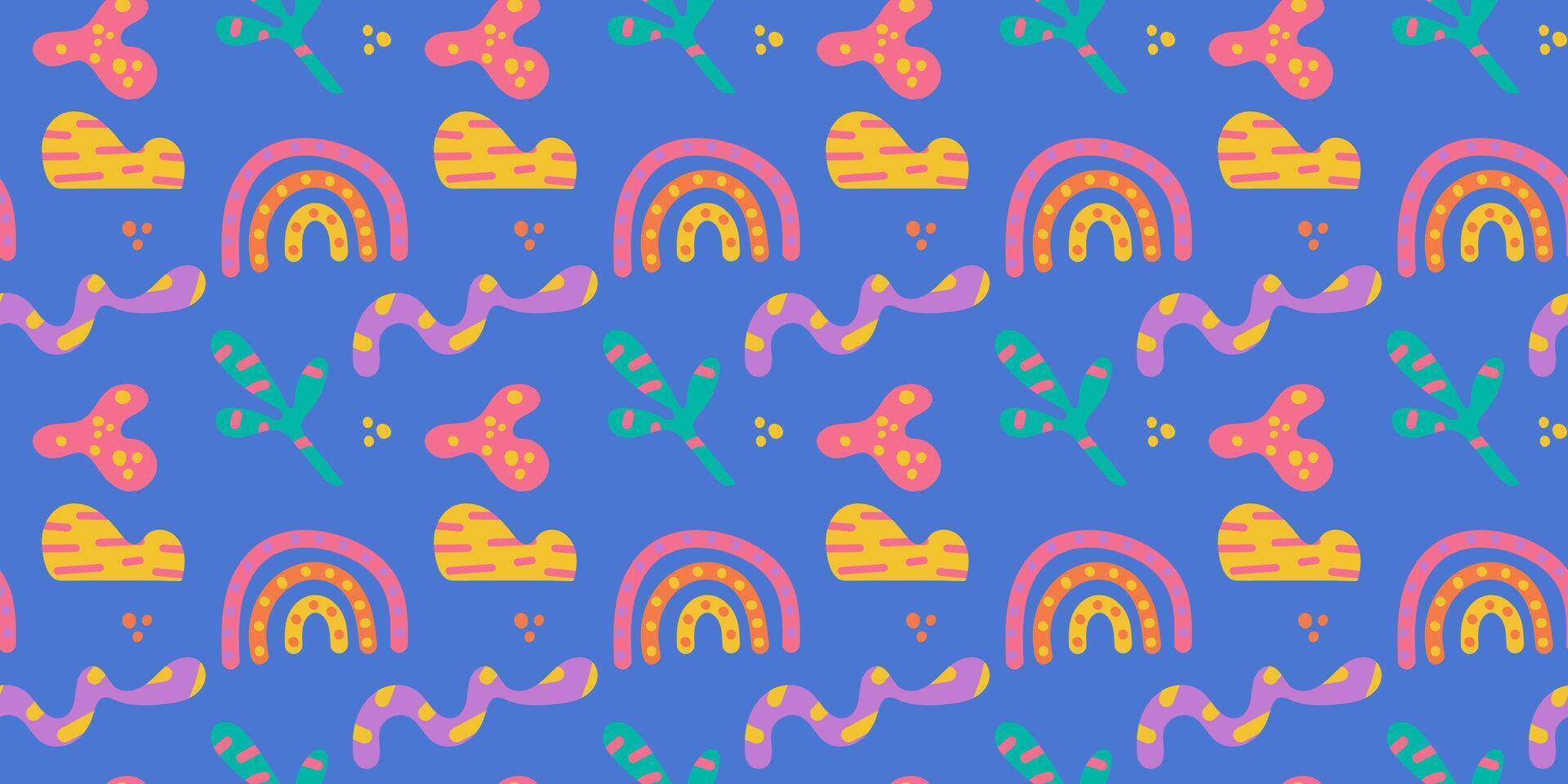 Seamless pattern with abstract shapes and texture. Pattern with hand drawn doodles abstract shapes vector
