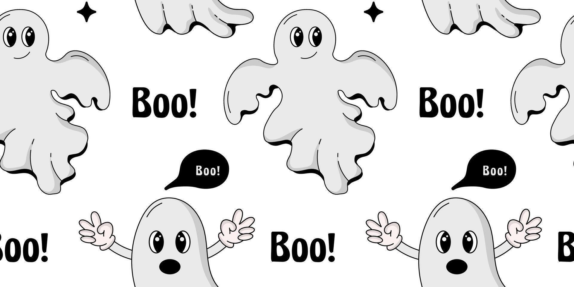Seamless pattern for Halloween. Retro vintage pattern with ghosts vector