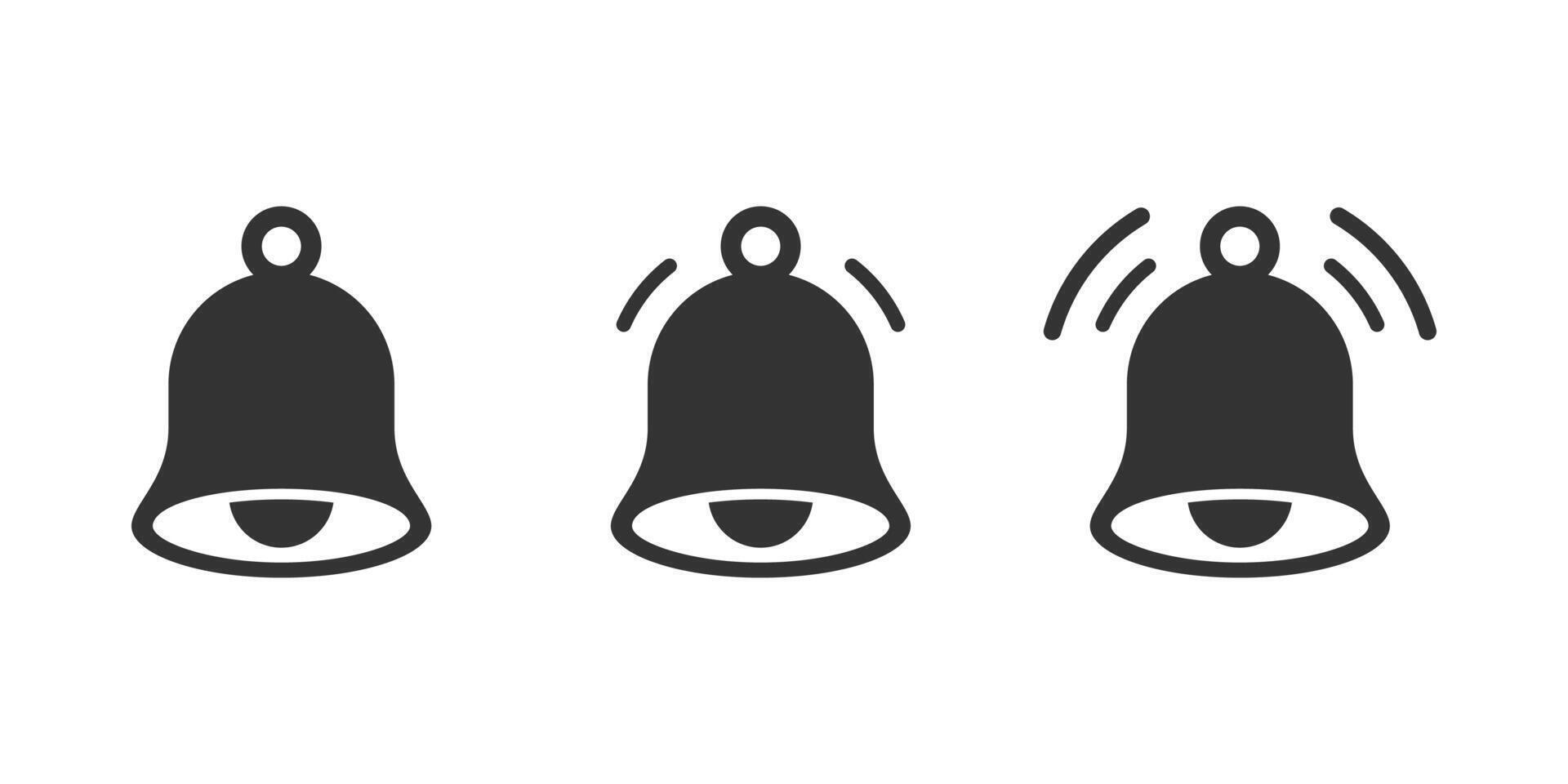 Notification bell icon set. Alarm symbols. Message bell icon. Vector illustration