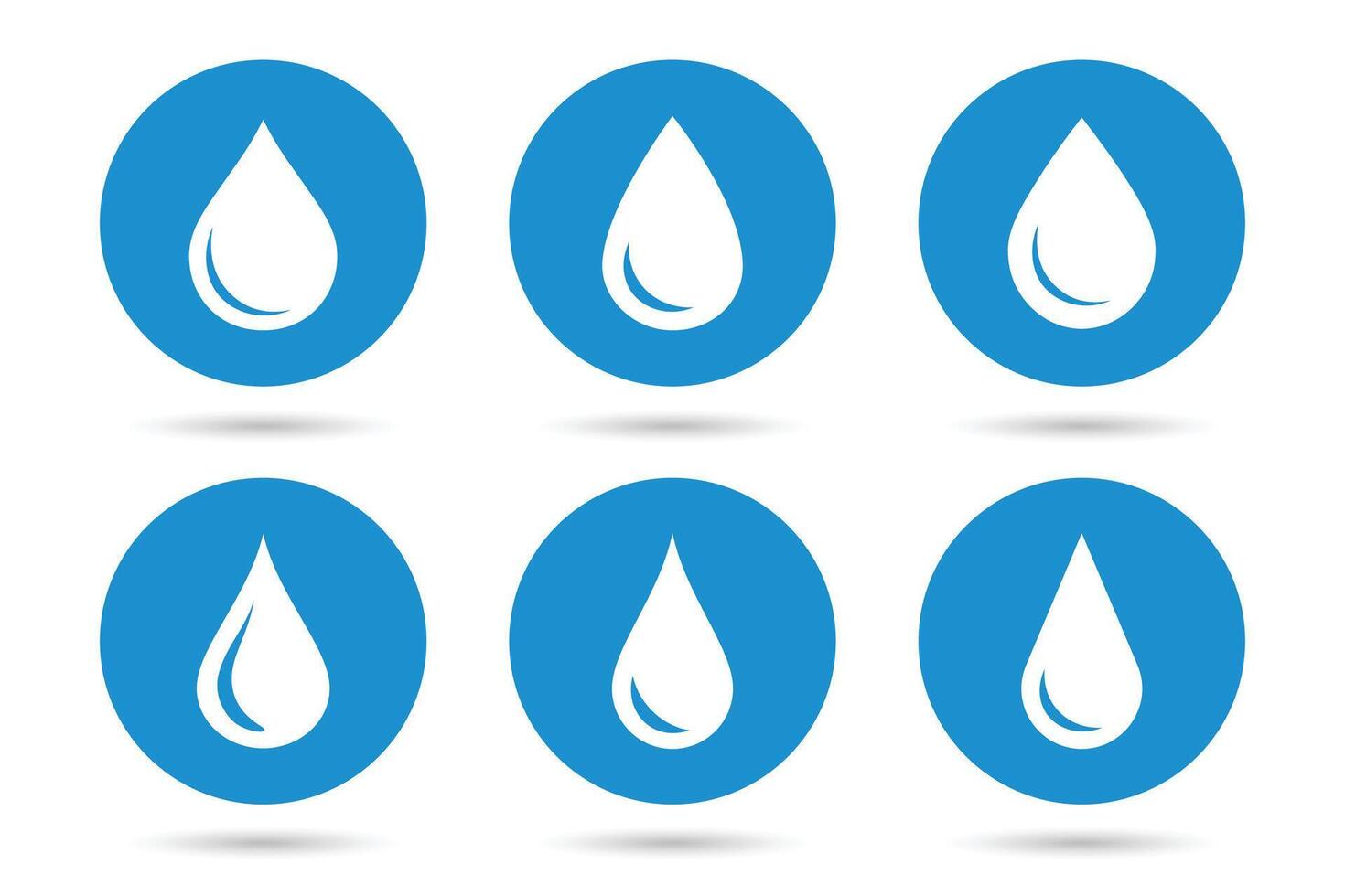 Water drop sign icon set. Tear symbol. Blue circle button with droplet icon. Vector illustration
