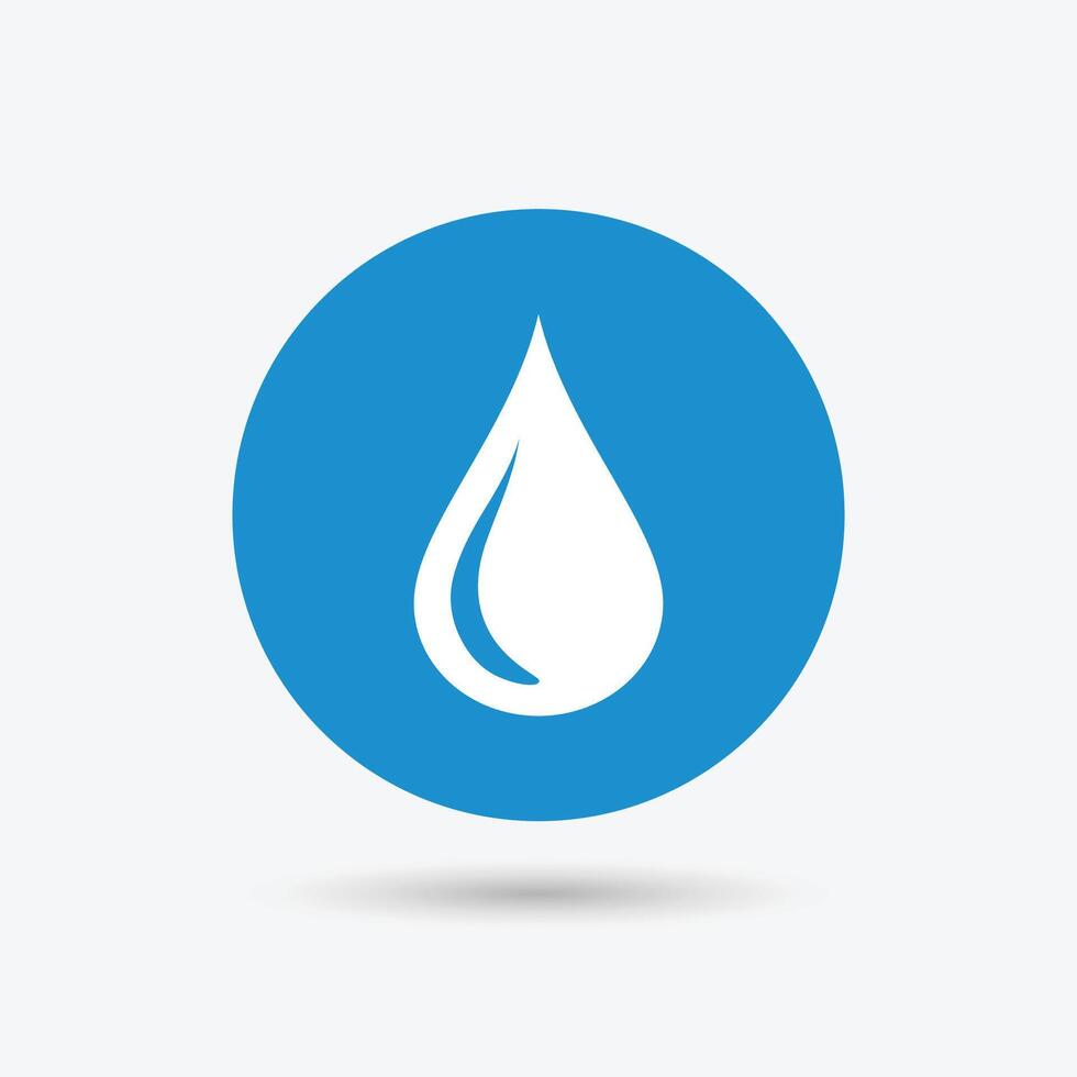 Water drop sign icon. Tear symbol. Blue circle button with droplet icon. Vector illustration