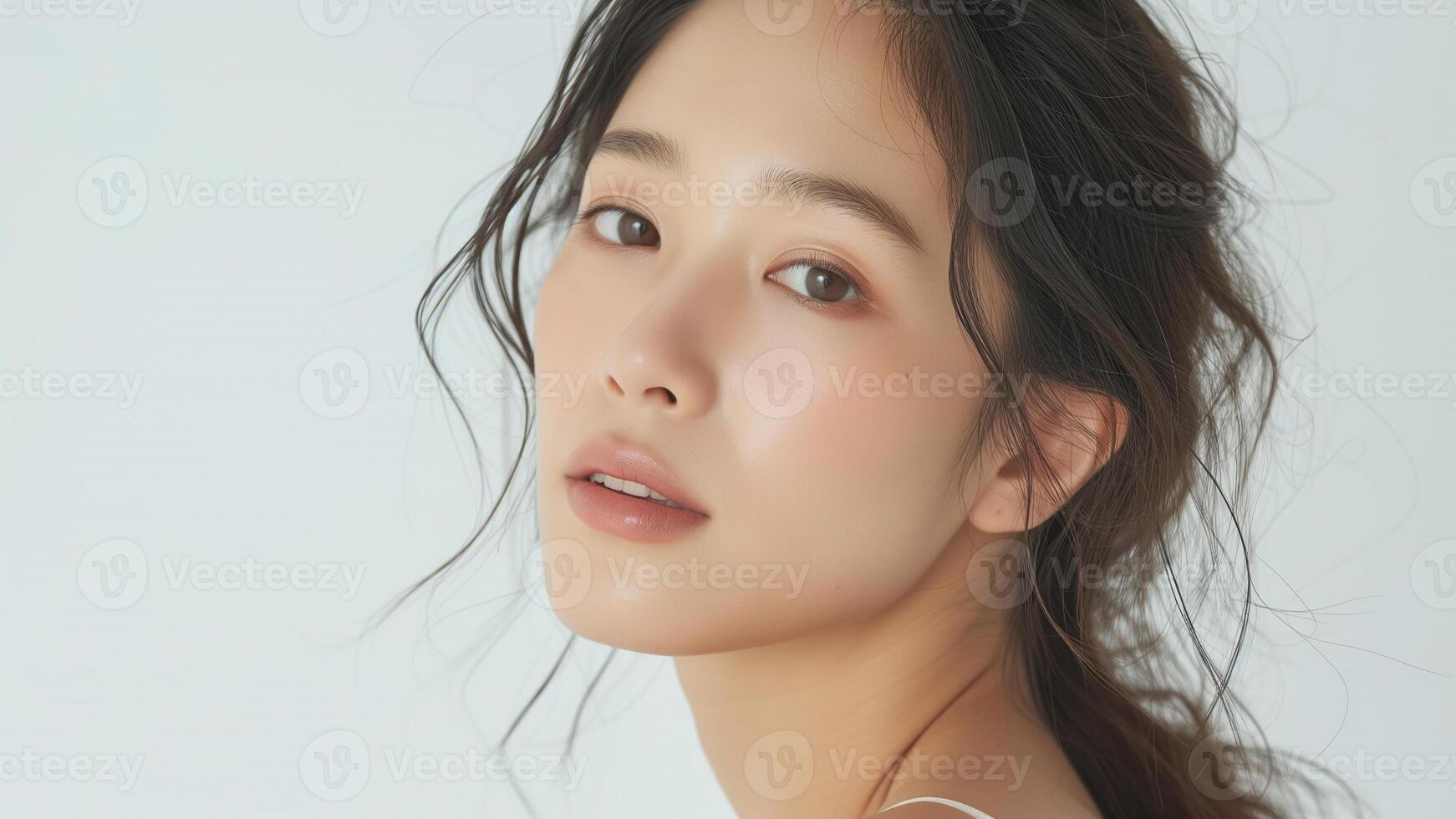 AI generated Radiant Asian Beauty Minimalist Glow with Subtle Makeup photo