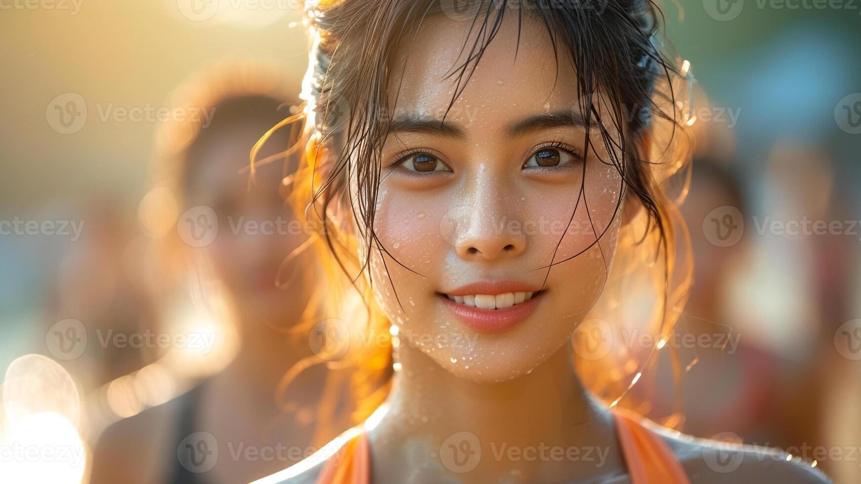 AI generated Outdoor Boot Camp Fitness Asian Woman Group Workout photo