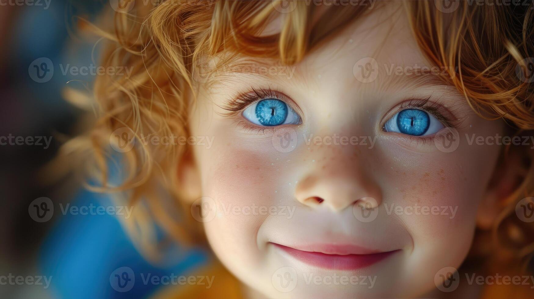 AI generated Close-up of a child's awe-struck face at a family celebration, capturing innocence and joy, in a Lifestyle and People photo