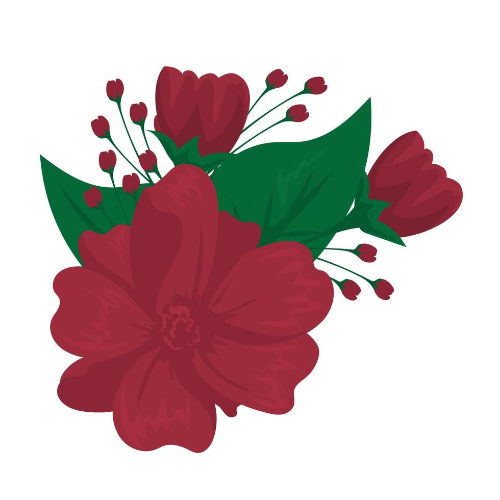 rose bouquet vector element. beautiful Rose flowers, bud, vector. blooming red rose flowers bouquet