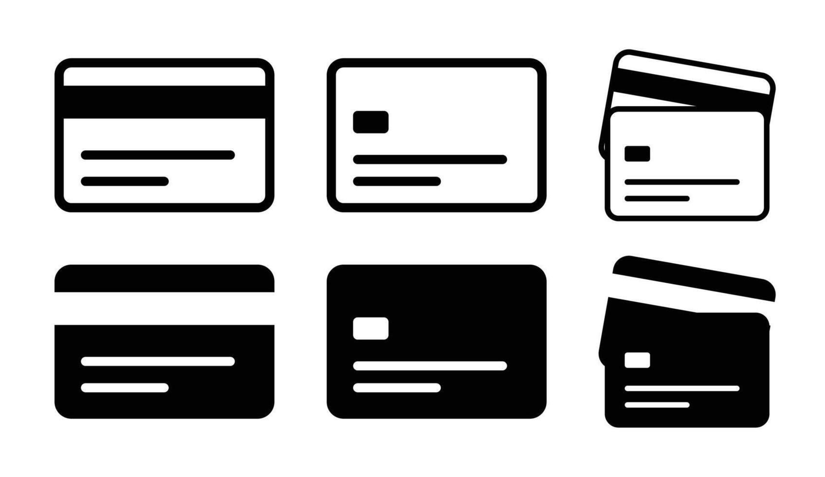 Credit card or debit card card icon set of font and back sites vector