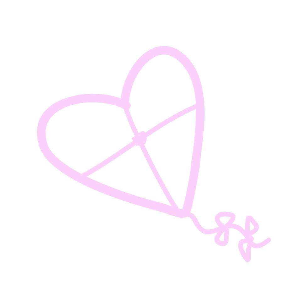 Pink Doodle Kite Heart Icon vector