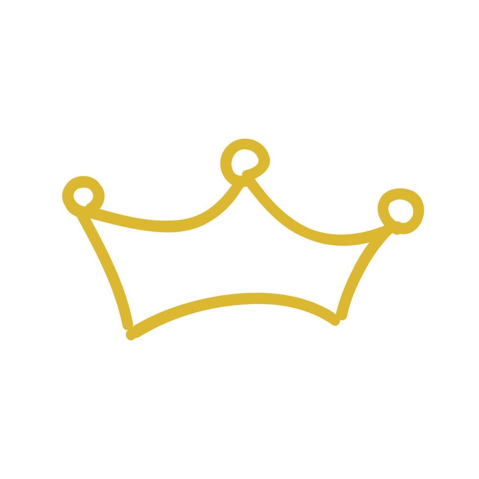 Doodle Gold Crown Line Icon vector