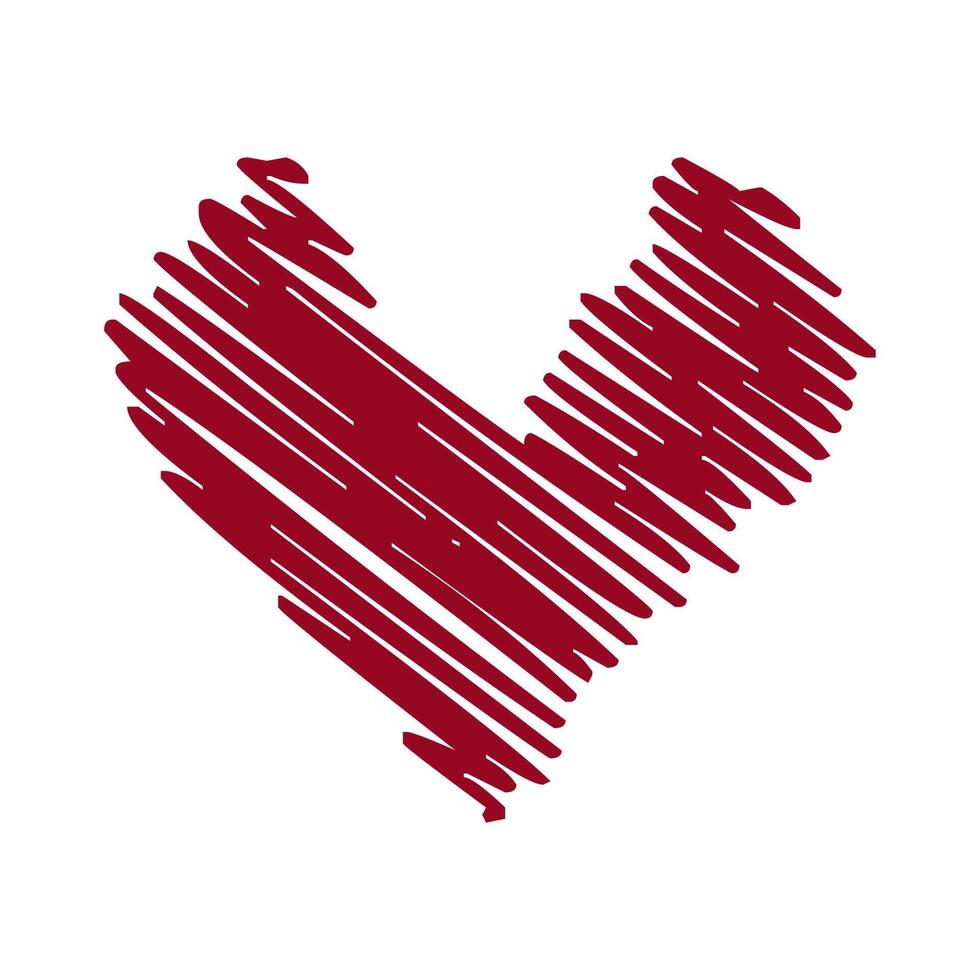 Red Diagonal Scribbled Heart vector