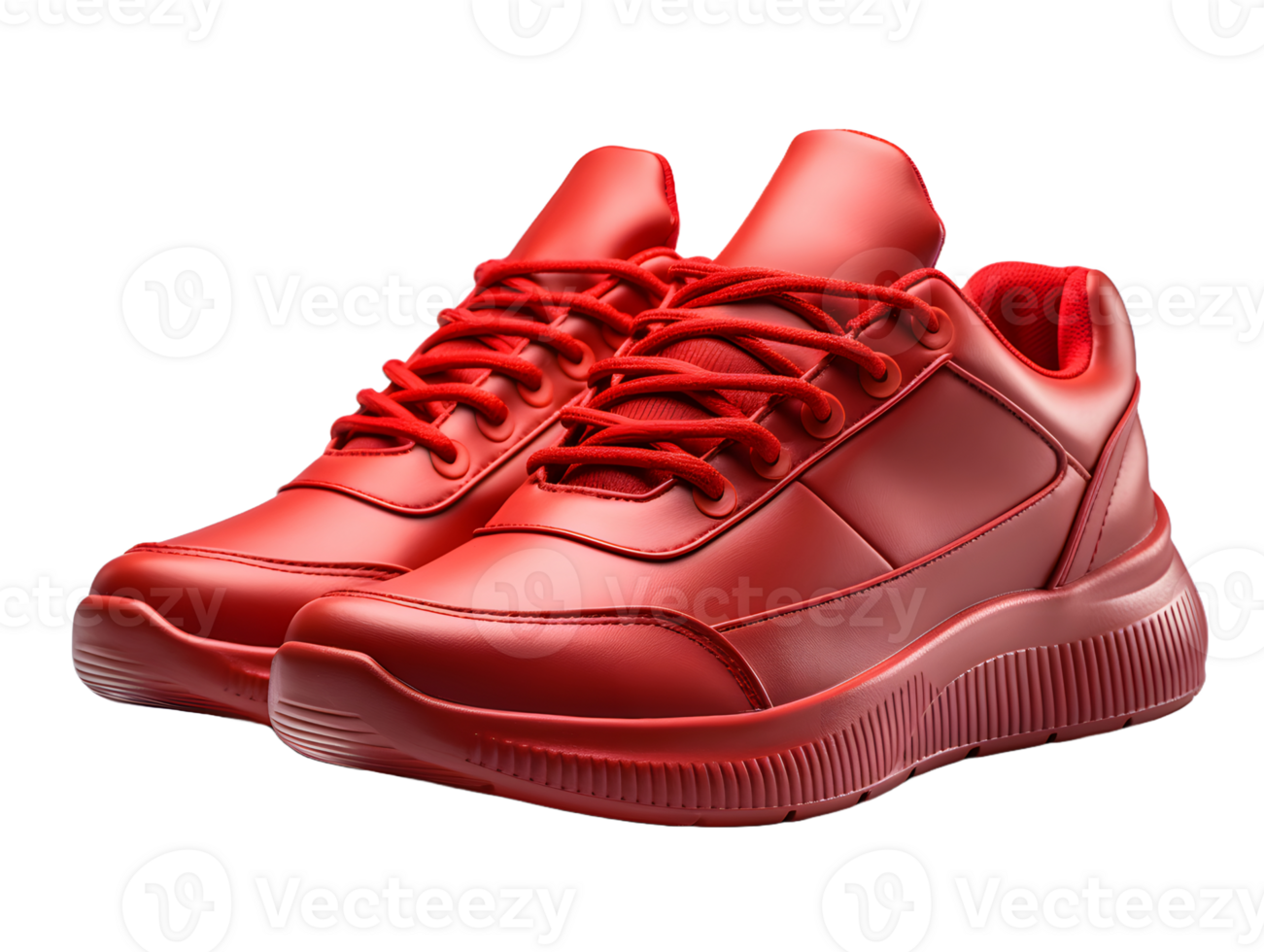 AI generated Red Sneakers Isolated on Transparent Background. Fashionable Casual Shoes for Shoe Shop Ad Design. Generative Ai png