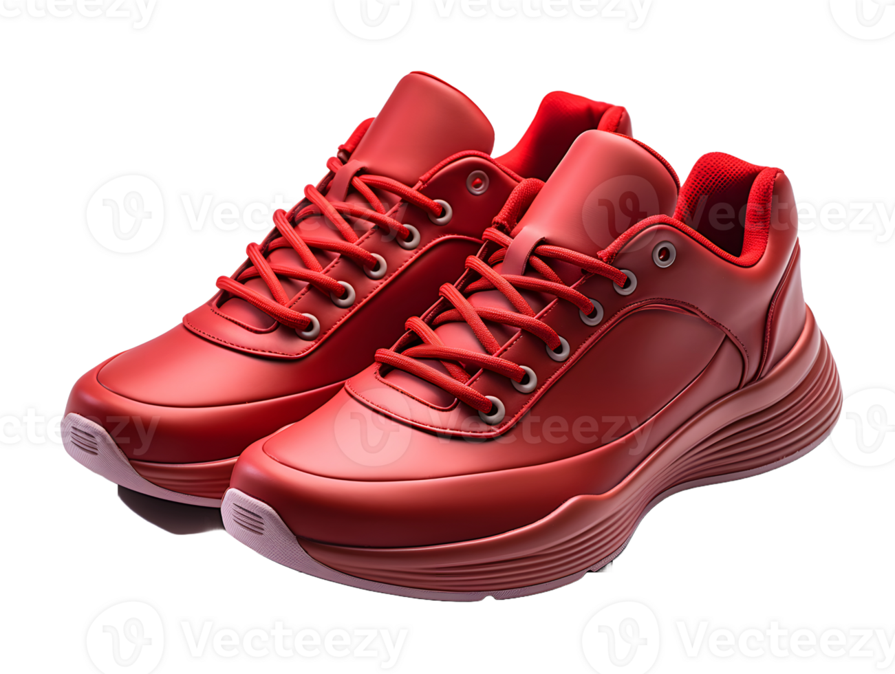 AI generated Red Sneakers Isolated on Transparent Background. Fashionable Casual Shoes for Shoe Shop Ad Design. Generative Ai png