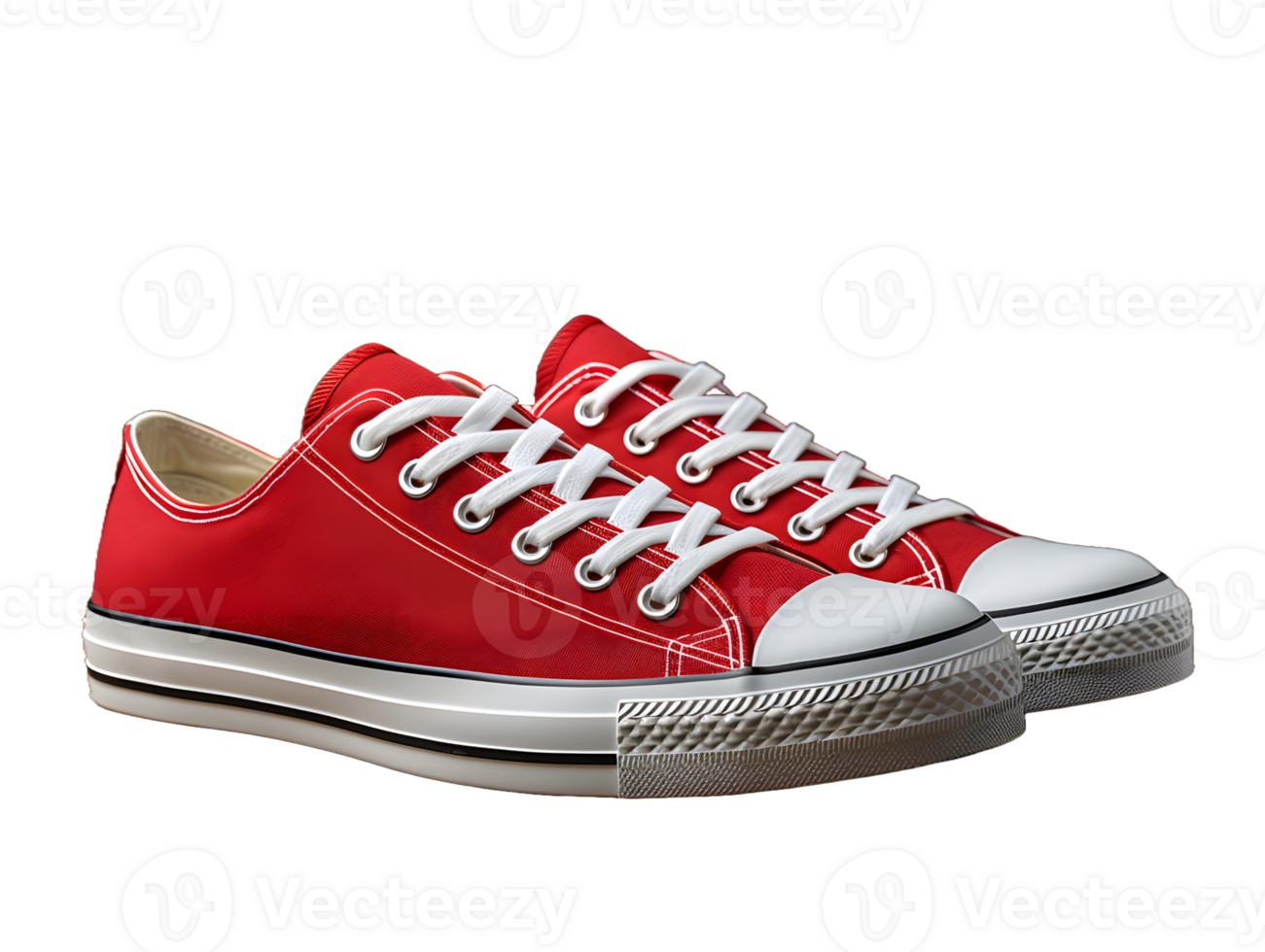 AI generated Red Sneakers Isolated on Transparent Background. Fashionable Casual Shoes for Shoe Shop Ad Design. Generative Ai png