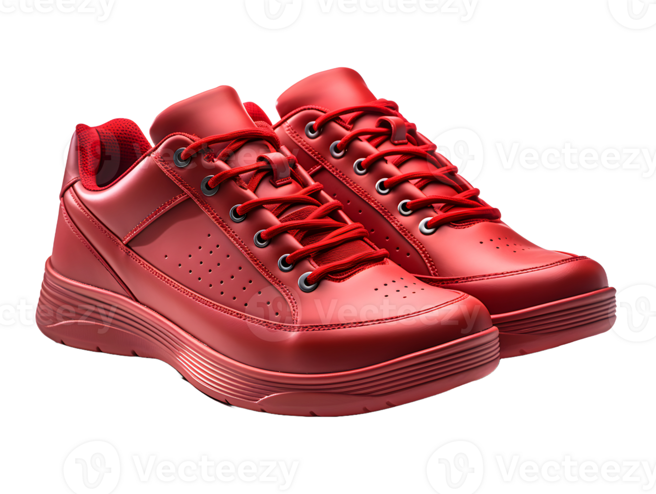 AI generated Red Sneakers Isolated on Transparent Background. Fashionable Casual Shoes for Shoe Shop Ad Design. Generative Ai png