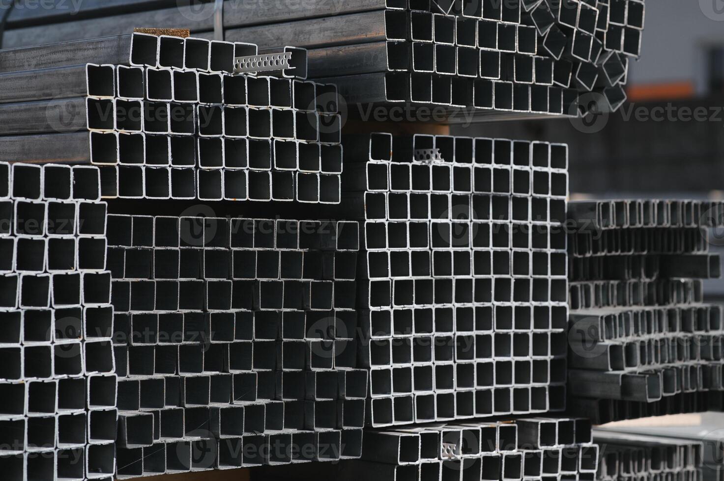 stack of square steel pipes for construction supplies.thailand photo