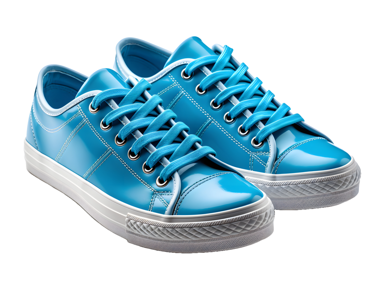 AI generated Blue Sneakers Isolated on Transparent Background. Fashionable Casual Shoes for Shoe Shop Ad Design. Generative Ai png