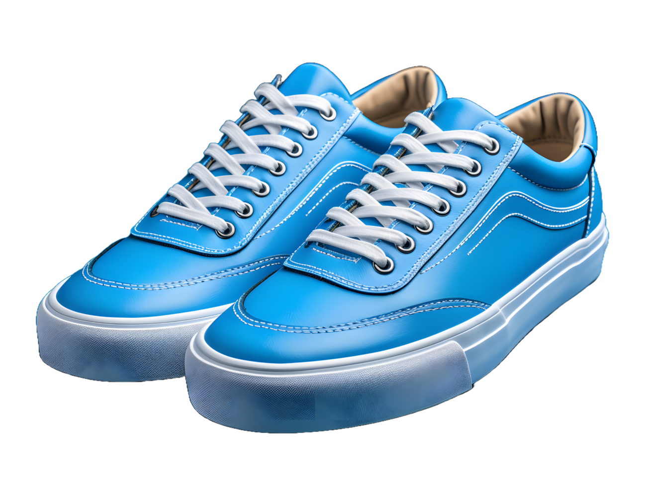 ai generato blu scarpe da ginnastica isolato su trasparente sfondo. alla moda casuale scarpe per scarpa negozio anno Domini design. generativo ai png
