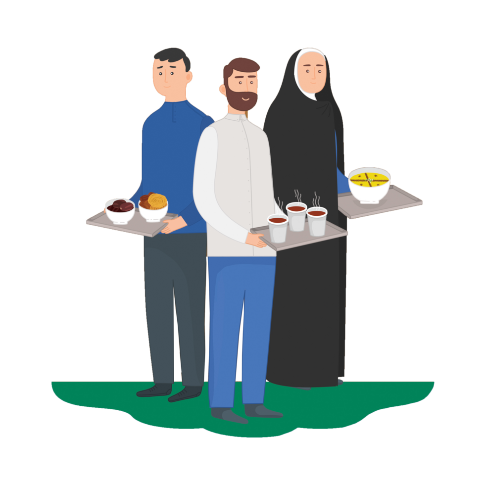Ramadan decorative element family with food png