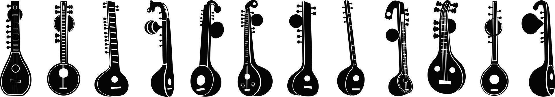 Indian Music Instrument Veena For Basant Panchami, Saraswati Puja vector