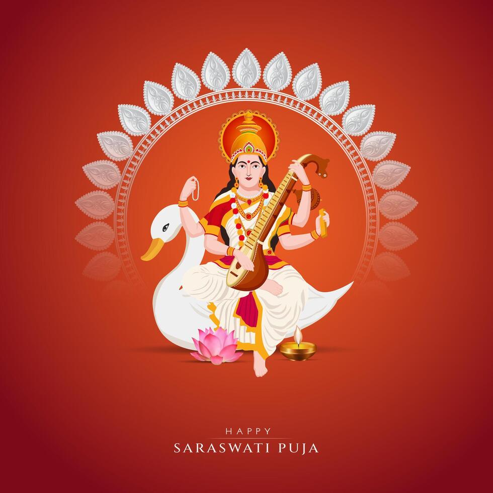 Vasant Panchami, Saraswati Puja, Basant Social Media Post vector