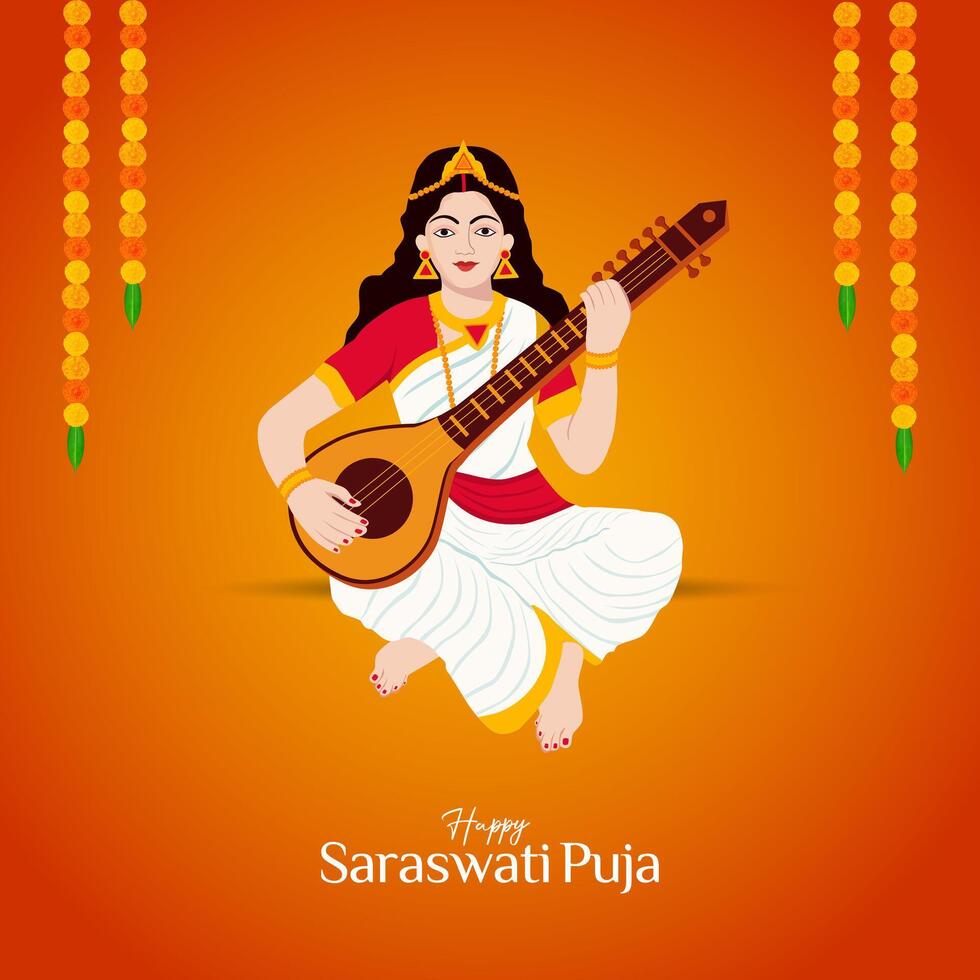 Vasant Panchami, Saraswati Puja, Basant Social Media Post vector