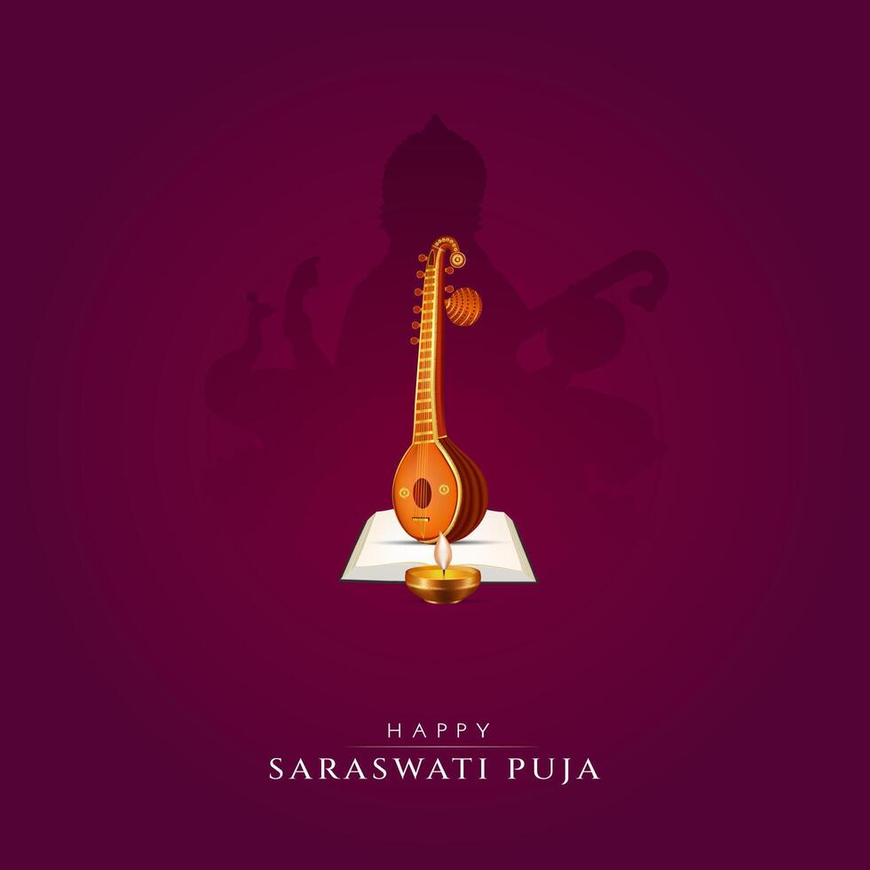 Vasant Panchami, Saraswati Puja, Basant Social Media Post vector