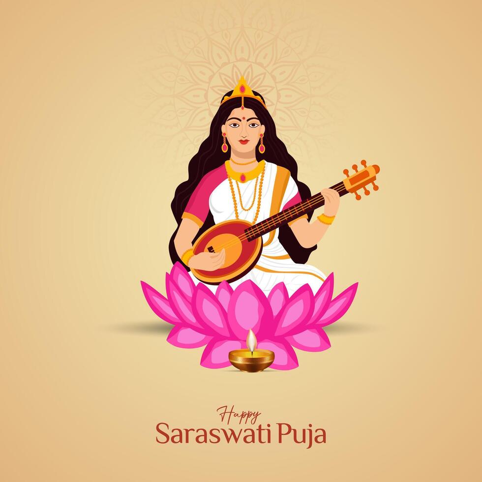 Vasant Panchami, Saraswati Puja, Basant Social Media Post vector