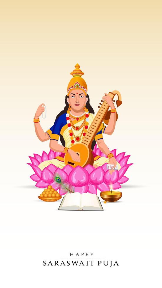Vasant Panchami, Saraswati Puja, Basant Social Media Post vector