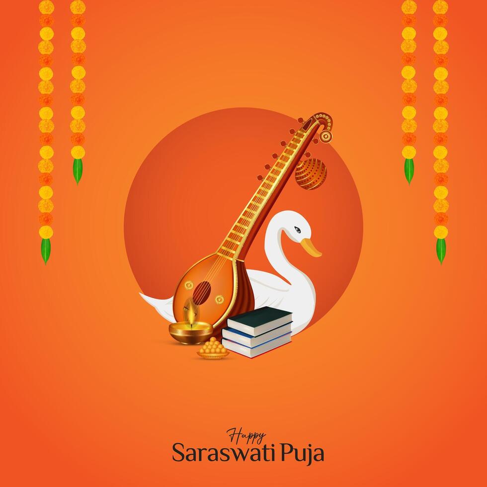 Vasant Panchami, Saraswati Puja, Basant Social Media Post vector